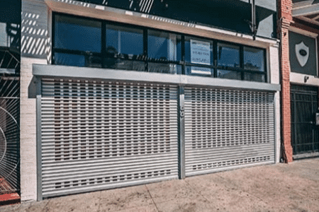 Aluminum gate in front of a store